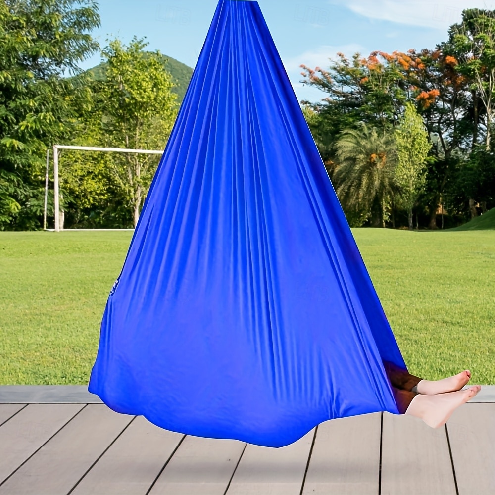 rede elástica ajustável de tecido 100*280cm para áreas internas e externas para ioga, camping, piquenique - rede de balanço de 2025 por $45.99 –P5