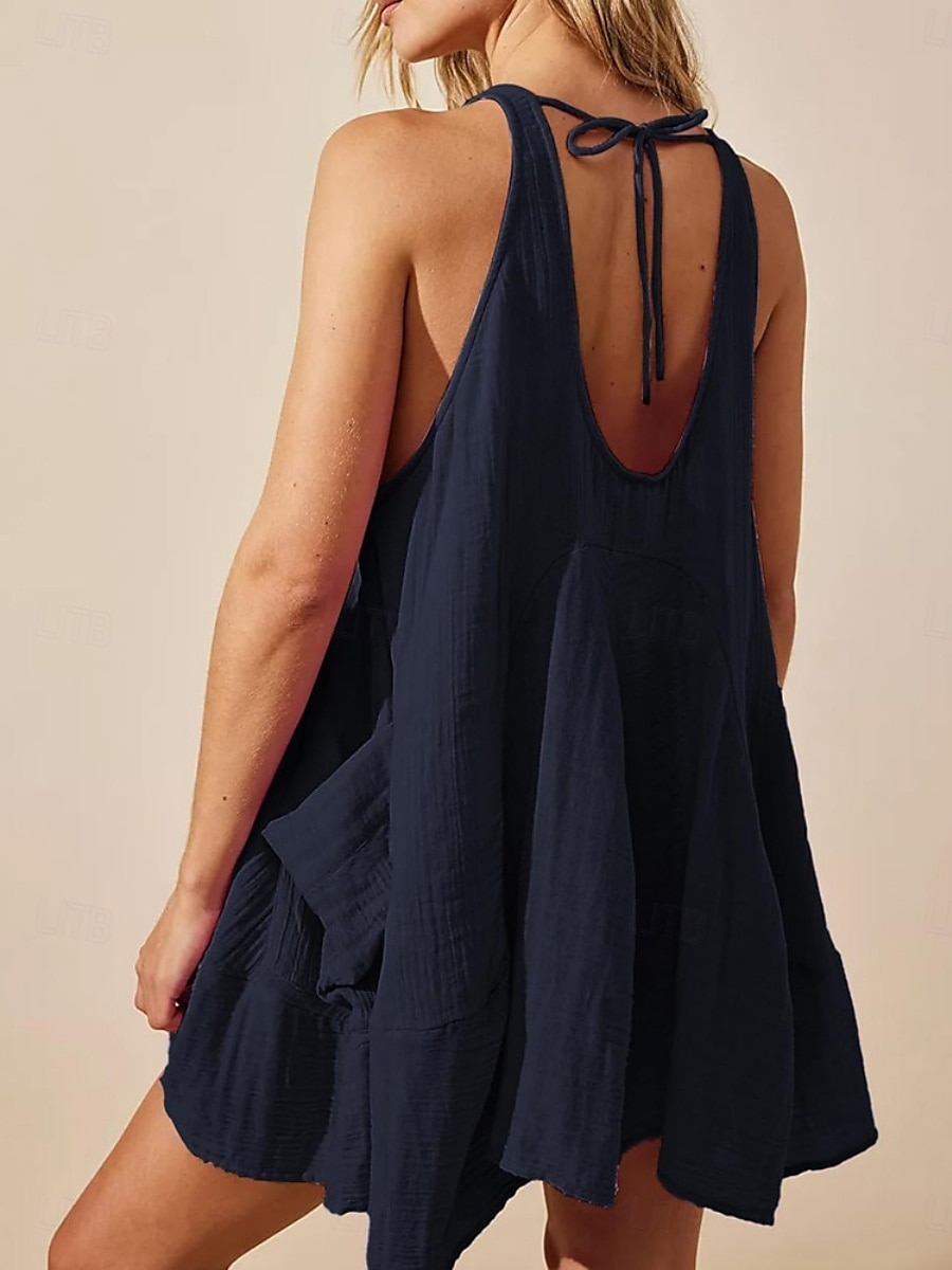 Women's Mini Dress Petite Dress Casual Dress Summer Dress Slip Dress Fashion Classic Modern Daily Beach Weekend Regular Fit Plain Sleeveless U Neck Black Navy Blue Blue Green Summer 2025 - $18.49 –P7