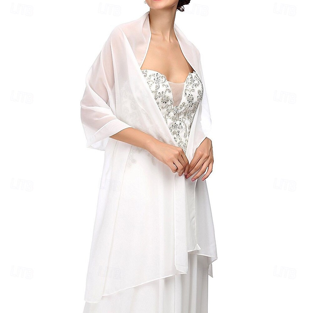 Damenumhang Elegant Ärmellos Chiffon Hochzeit Schals Mit Unifarbe Für Party Frühling & Sommer 2025 - $5.99 –P2