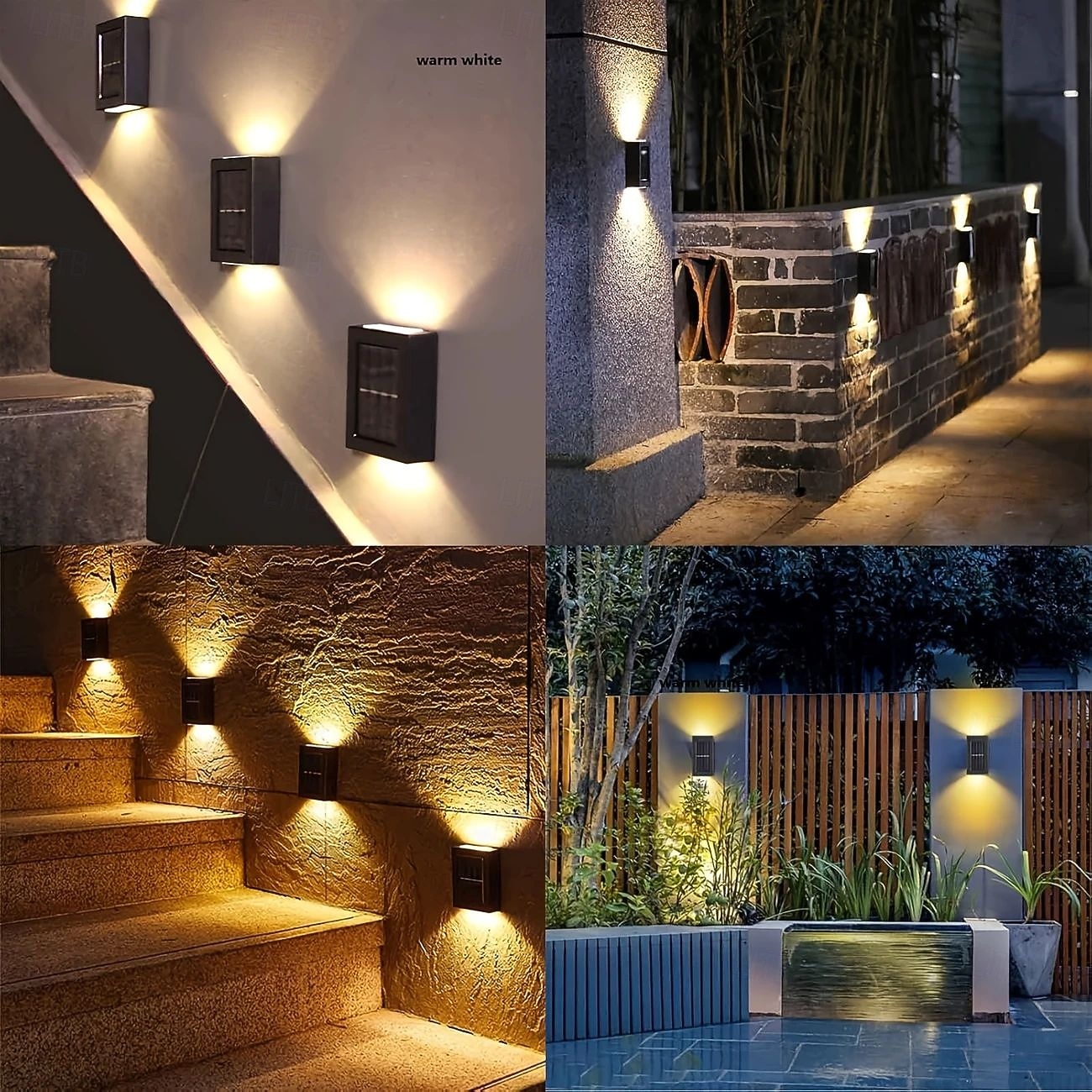 4 τεμ led ηλιακά φωτιστικά τοίχου αδιάβροχα πάνω κάτω 2 led αδιάβροχο φωτιστικό φράχτη εξωτερικού χώρου κατάλληλο για διακόσμηση κήπου βεράντας γκαράζ αυλής 2026 - $34.99 –P6