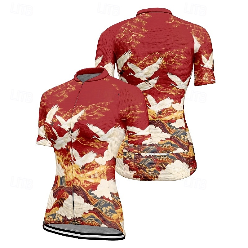 Mujer Maillot de Ciclismo Animal Flor Manga Corta Bicicleta Camiseta Maillot con 3 bolsillos traseros MTB Bicicleta Montaña Secado rápido Diseño Anatómico Capilaridad Transpirable Deportes Negro Rojo 2026 - $30.99 –P18