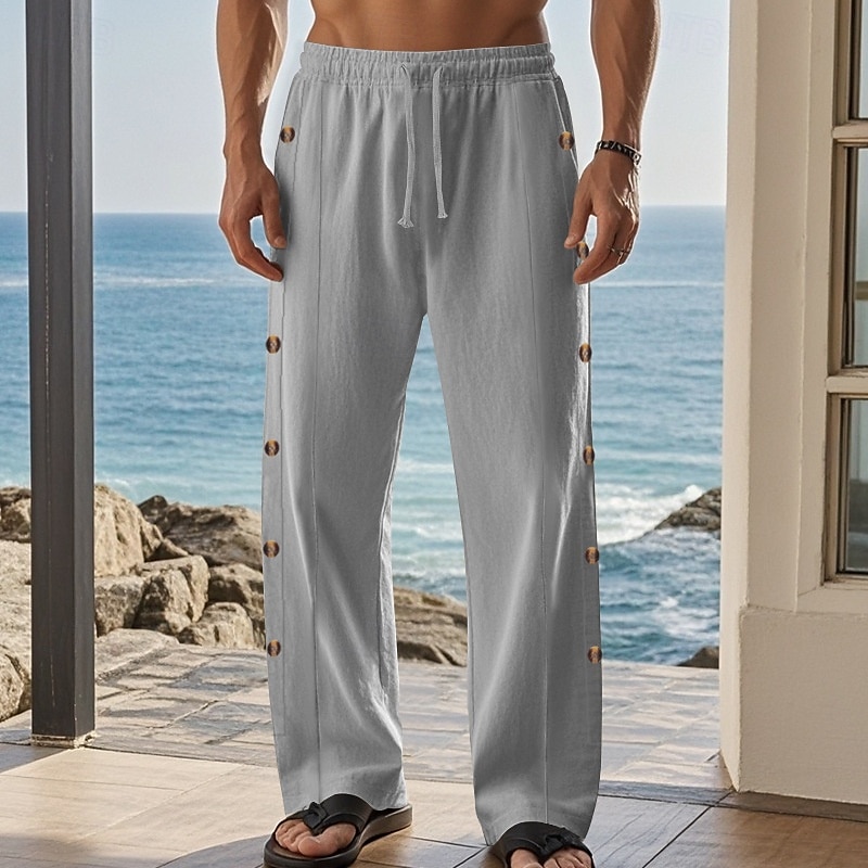 Retro Vintage Medieval Renaissance Straight Leg Pants Pirate Viking Button Down Solid Color Men's Viking Halloween Carnival Vacation Casual Daily LARP Adults' Pants 2025 - $23.99 –P8