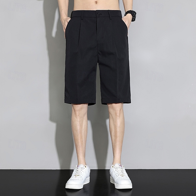 Per uomo Shorts Shorts eleganti Bermuda Pantaloncini casual Pieghettato Elastico in vita Gamba Dritta Semplice Comodità Senza ferro Lunghezza al ginocchio All'aperto Affari Quotidiano Moda Streetwear del 2025 a $16.49 –P1
