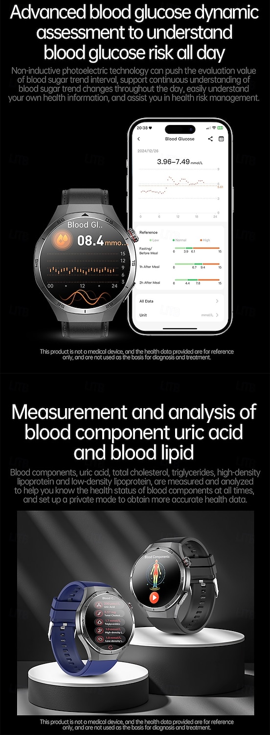 iMosi ET456 Smart Watch 1.56 inch Smartwatch Fitness Running Watch Bluetooth ECG+PPG Temperature Monitoring Pedometer Compatible with Android iOS Women Men Hands-Free Calls Waterproof Media Control 2025 - $63.99 –P7