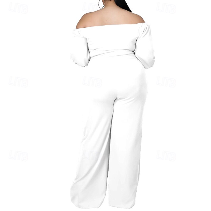 Women's Normal Jumpsuit Stylish Solid Color Half Sleeve Off Shoulder Cut Out Street Holiday Regular Fit Black White Red Summer 2026 - $31.99 –P13