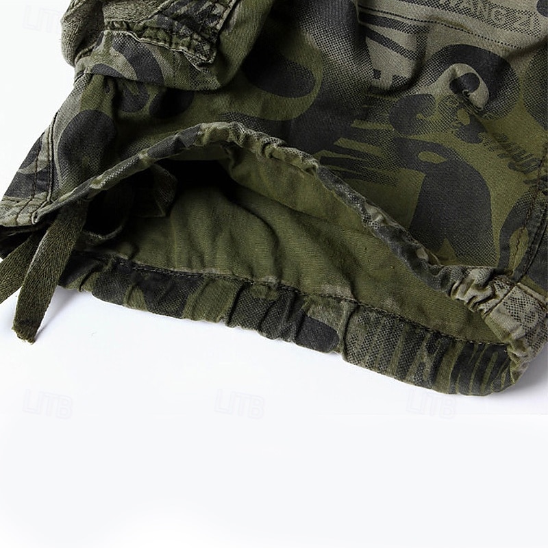 Herren Capri-Cargo-Shorts Caprihose Shorts mit Camouflage-Muster Mehrere Taschen Button-Down Klappentasche Tarnung Komfort tragbar Wadenlang Outdoor Sport Täglich Mode Lässig Blau Armeegrün 2025 - $30.99 –P7