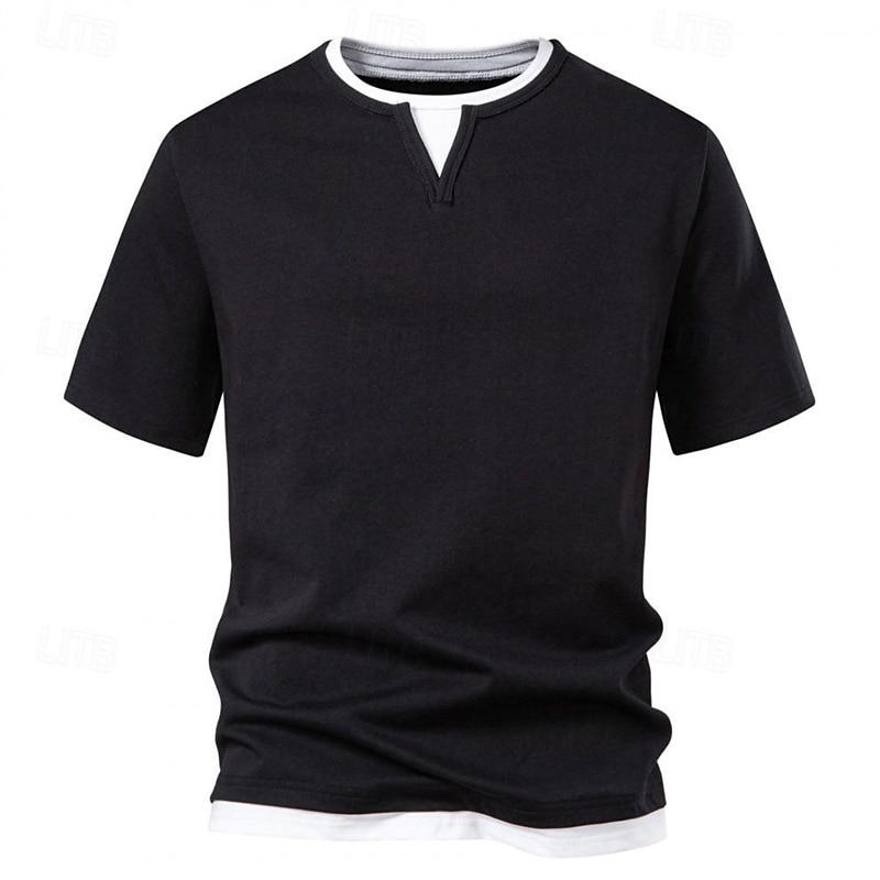 Men's T Shirt Tee Short Sleeve Shirt Tee Top Short Sleeve Crew Neck Summer Plain Fashion Designer Basic Patchwork Vacation Street Going out Black Light Green Dark Grey Top Tee for Men 2025 - $32.99 –P5
