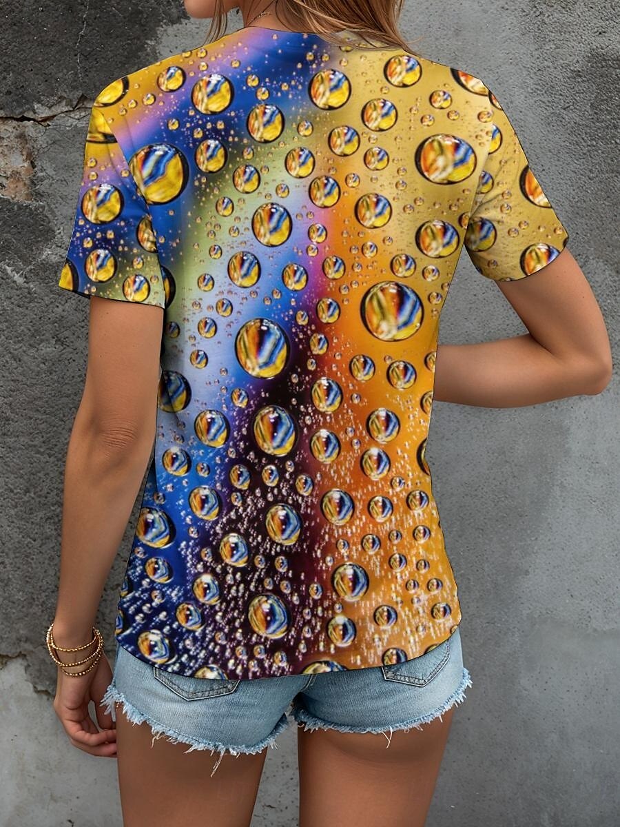 Women's T Shirt Ombre Graphic Polka Dot Stylish Casual Short Sleeve Round Neck Regular Tops Daily Weekend Print Yellow Summer Spring 2025 - $19.99 –P2