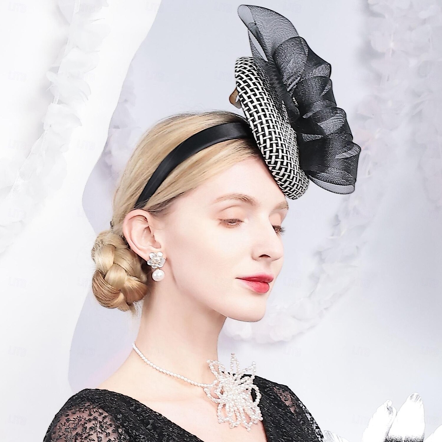 kalapok tüllszálas tányér / cloche kalap csészealj kalap pillbox sapka esküvői tea party elegáns esküvő szalagokkal fejdísz fejfedő 2025 - $37.99 –P6