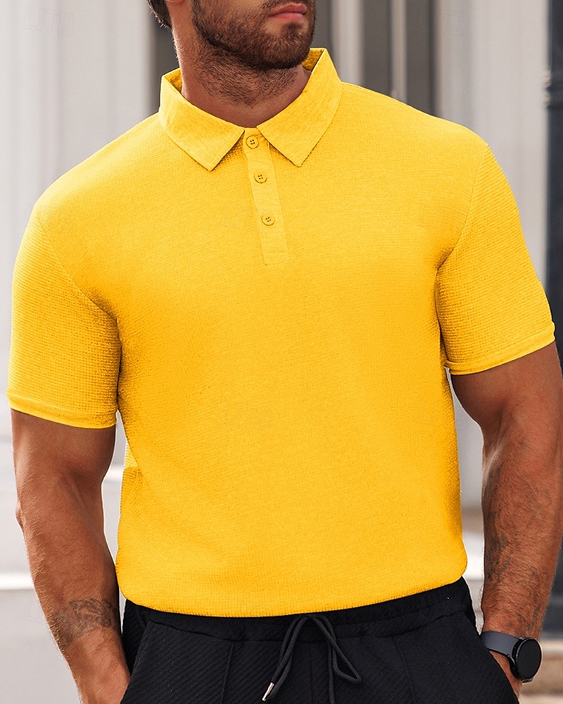 Herren Poloshirts zum Suchbegriff: "Waffel" Golfhemd Arbeit Casual Kargen Kurzarm Basic Modern Glatt Knopf Sommer Frühling Regular Fit Schwarz Weiß Gelb Rote Hellgrau Hellblau Poloshirts zum 2025 - $16.49 –P5