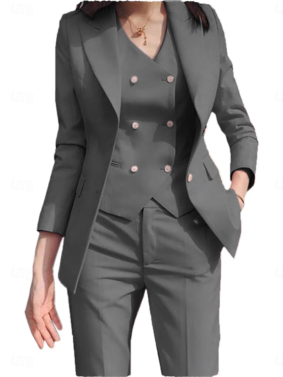 Drei-teiliges Mutter der Braut Kleid Elegantes einfaches Hemdkragen Knöchellang Polyester Langarm mit einfarbig 2025 - $159.99 –P8