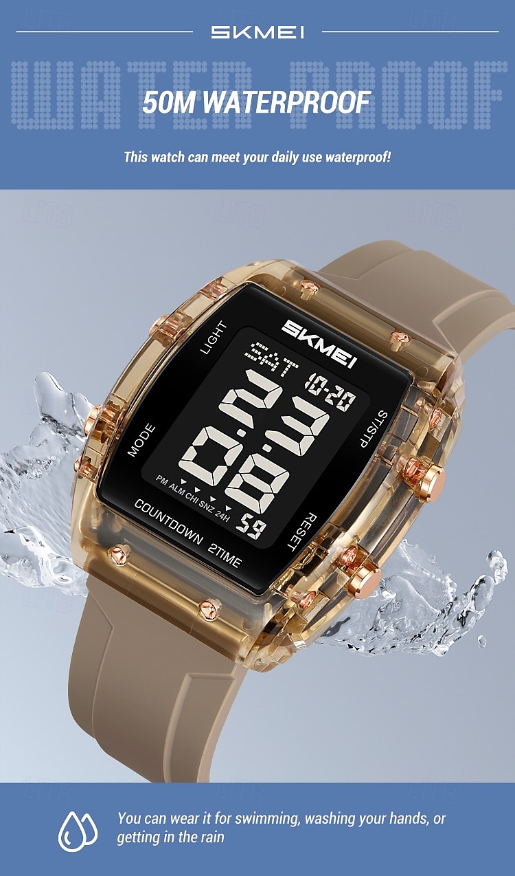 SKMEI 2409 Waterproof Electronic Watch Luxury Outdoor Countdown Stopwatch Digital Wristwatch For Man Women Calendar Led Light Silicone Watch 2025 - $31.99 –P7
