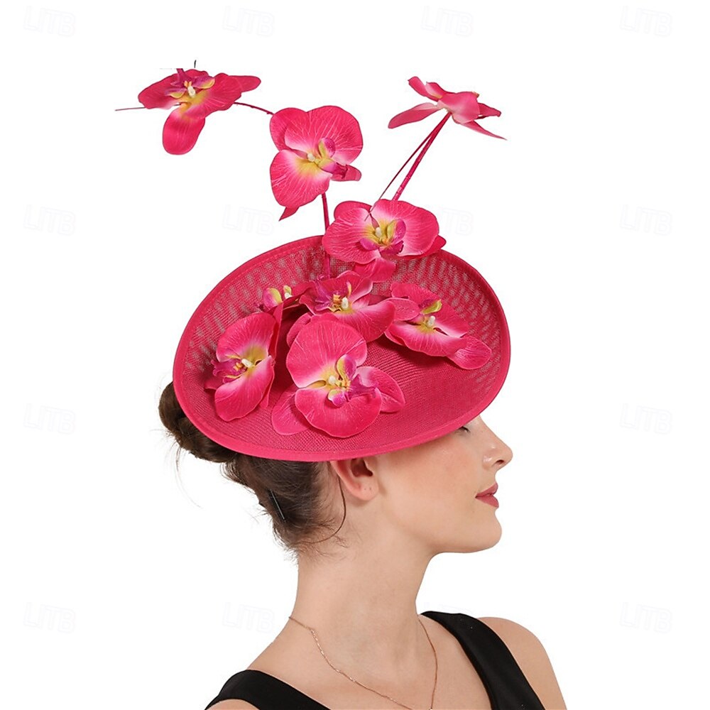 אביזר לשיער פשתן פו חתונה מסיבת ערב אלגנטית חתונה עם פרח כיסוי ראש כיסוי ראש 2025 - $41.99 –P3