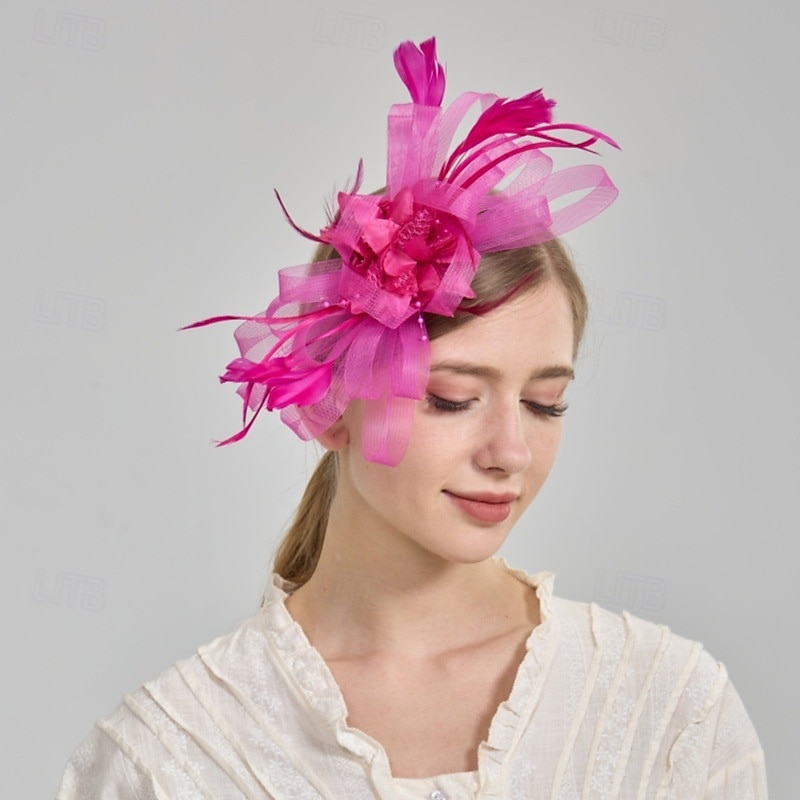 Kopfstück Tüll Federn Hochzeit Abendgesellschaft Elegant Hochzeit Mit Feder Kopfschmuck Kopfbedeckung 2025 - $16.49 –P3