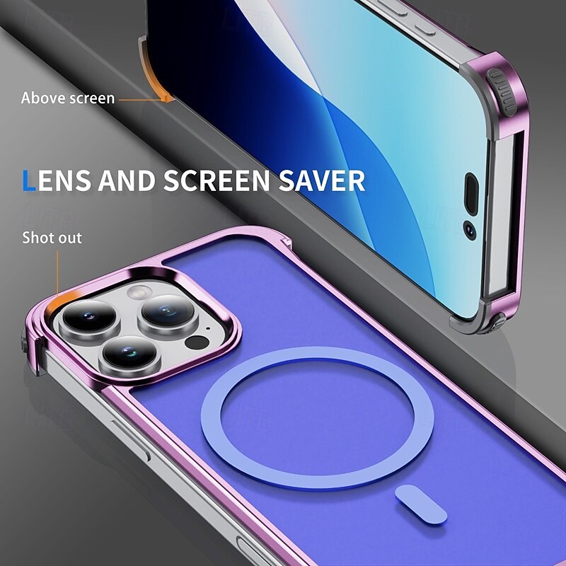телефон Кейс для Назначение iPhone 16 Про Макс Плюс Айфон 15 Про Макс Плюс iPhone 14 13 12 Pro Max Plus Кейс на заднюю панель Магнитный Поддержка беспроводной зарядки Защита от удара Ретро Металл 2025 - $35.99 –P9