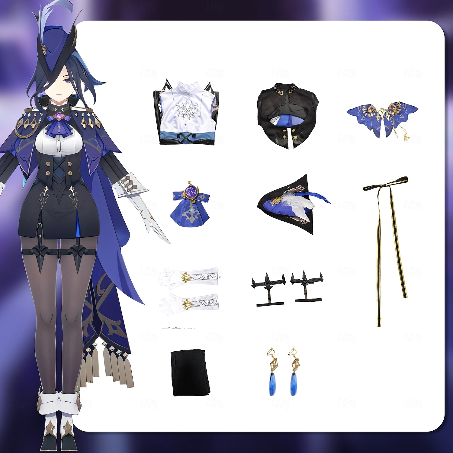 Genshinin vaikutus Clorinde Anime Cosplay-Asut Asut Cosplay-puvut Videopelien puvut Halloween Karnevaali Juhla Comic Con Asu Käyttötarkoitus Naisten Aikuisten 2025 - $123.99 –P1
