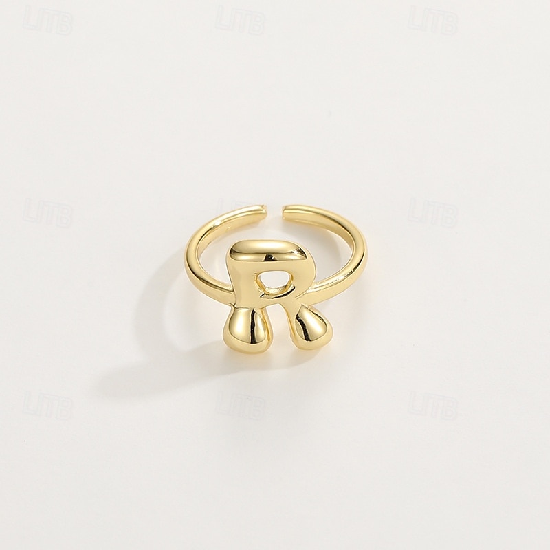 anello con lettera personalizzata, regalo per la mamma, anello con alfabeto regolabile placcato oro 18k, finitura liscia, anello iniziale a fascia aperta, gioielli eleganti per le donne del 2025 a $4.99 –P22