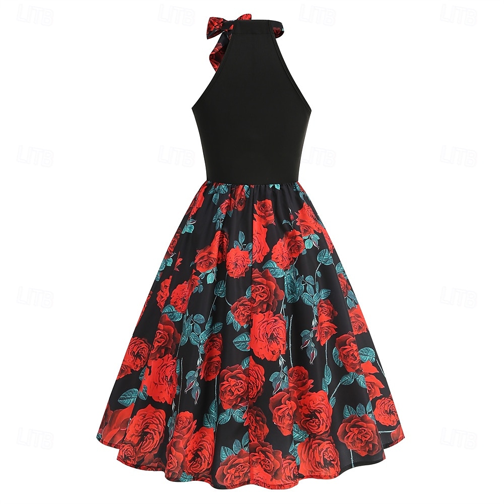 Retró 1950-es Rockabilly Ruhák Swing ruha Virágos Női Farsang Álarcos mulatság Hétköznapi viselet Felnőttek Ruha Hazatérő ruhák 2025 - $21.99 –P3