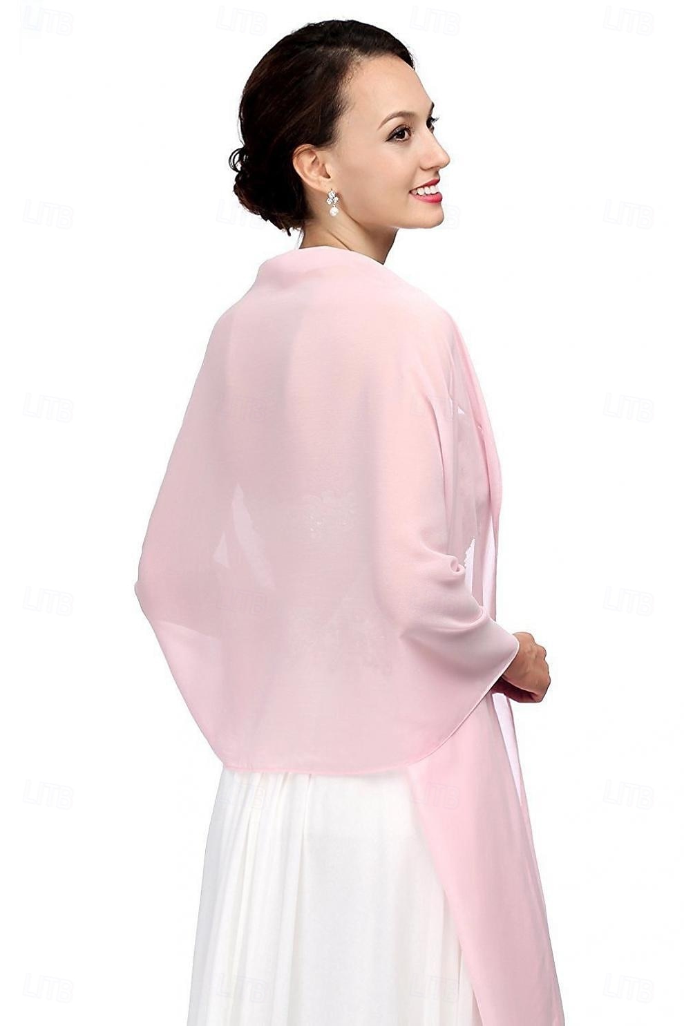 sjalar dam omlott bolero axelryckning kappor / jackor elegant solskydd långärmad chiffong bröllopssjal med ren färg för den formella våren  & höstklänning för att imponera 2025 2025 - $20.99 –P9