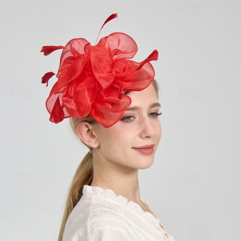 Helm Organza Bruiloft Avond Feest Elegant Bruiloft Met Pure Kleur Helm Hoofddeksels 2025 - $12.99 –P6