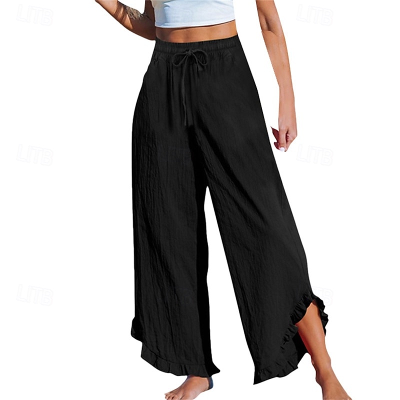 Mujer Pantalones cortos de lino y algodón Pantalones inspirados en el lino Pantalones de lino y algodón Ropa de calle Casual Longitud total Cintura Media Plano Asimétrico Diseño de cordón elástico 2025 - $23.99 –P8