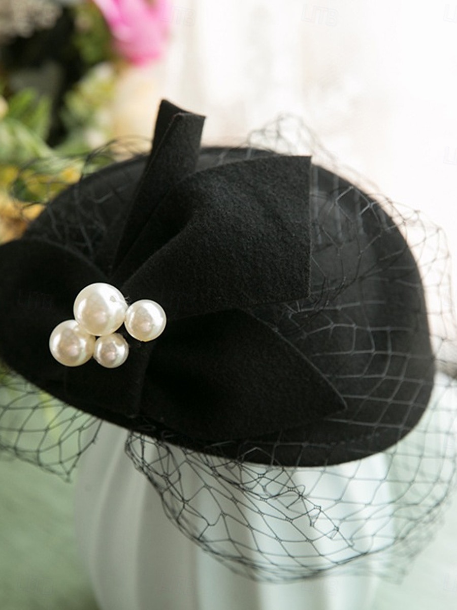 Chapeaux Tulle Tissu en Coton Chapeau melon / cloche Mariage Élégant ancien Avec Nœud Casque Couvre-chef de 2025 ? $48.99 –P5