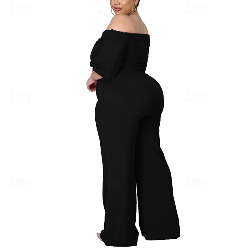 Women's Normal Jumpsuit Stylish Solid Color Half Sleeve Off Shoulder Cut Out Street Holiday Regular Fit Black White Red Summer 2026 - $31.99 –P8