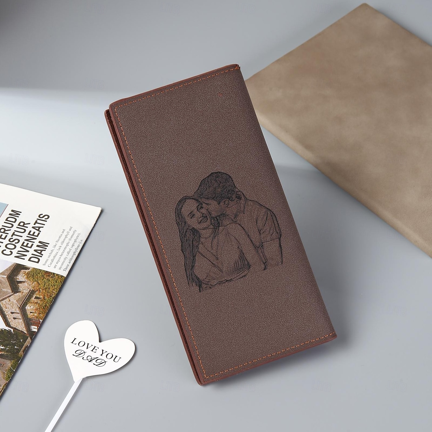 Gepersonaliseerde Foto Lederen Portemonnee Aangepast Beste Cadeau voor Vader Gegraveerde Portemonnee voor Echtgenoot Vriend Vaderdag Verjaardag Jubileum Bruiloft Cadeau 2025 - $15.49 –P2