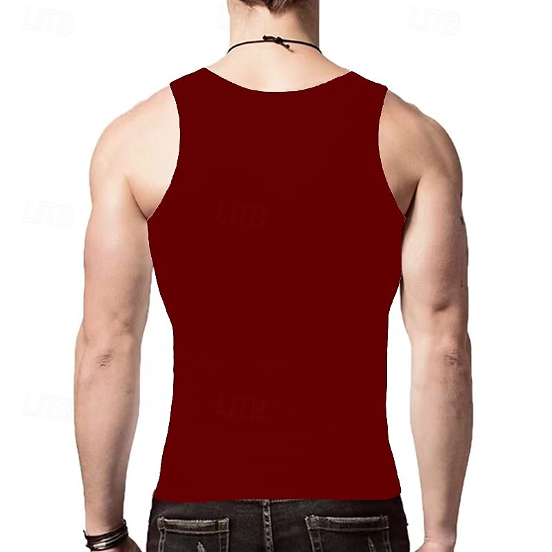 Homens Malha Íntima Top de colete Camiseta Interior camisa sem manga Sem Manga Gola Redonda Verão Tecido Moda Designer Básico Clássico Férias Rua Para Noite Preto Branco Vinho Top Tee para Homens de 2025 por $11.99 –P7