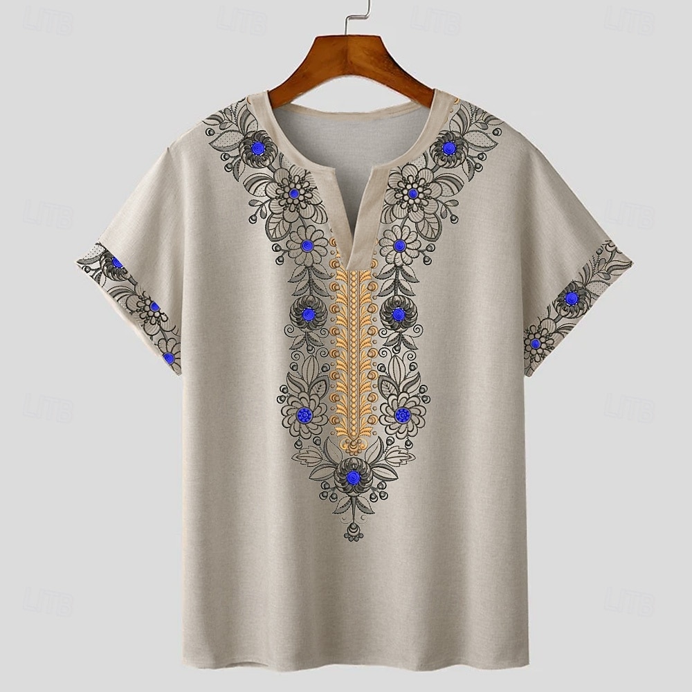 Pánské Bandana Print Tričko Tričko Krátký rukáv tričko 3D tisk Do V Košile Designové Cikánský Dovolená Denní Světle modrá Světlá růžová Šedá Léto Jaro Oblečení Běžný S M L XL XXL XXXL 2025 - $17.99 –P2
