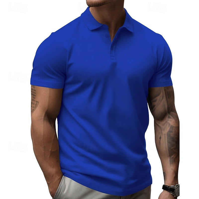 Homens Camisa de golfe Camisas Polos de Golfe Trabalho Casual Lapela Manga Curta Básico Moderno Tecido Botões Verão Normal Preto Branco Amarelo Vermelho Azul Marinha Azul Royal Camisa de golfe de 2025 por $15.49 –P4
