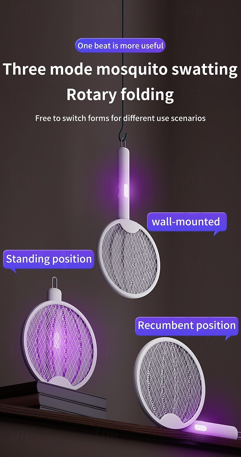 USB 2-in-1 Folding Mosquito Swatter Lamp – Rechargeable Electric Fly Killer for Dormitory and Home Use 2025 - $22.99 –P10