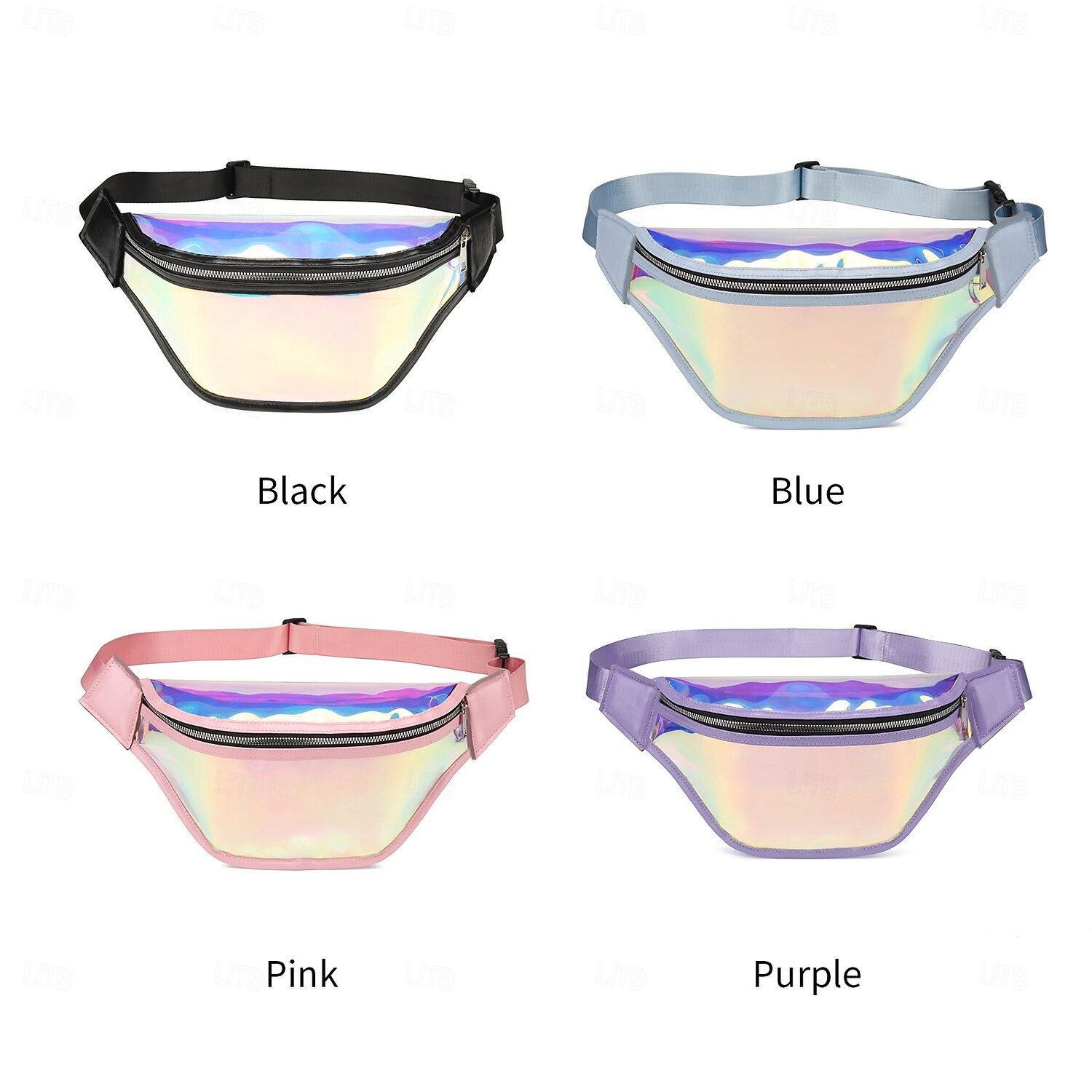Sac banane en TPU coloré, sac de poitrine laser pour femme, sac à bandoulière de course en plein air imperméable, sac suspendu en PVC transparent de 2025 ? $9.99 –P7