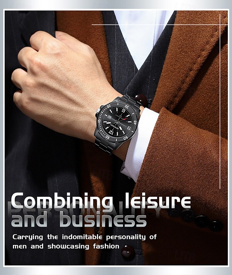 SANDA 3265 Men's Quartz Watch Simple and Fashionable Large Dial Night Light Waterproof Band Calendar Wristwatch 2025 - $34.99 –P4