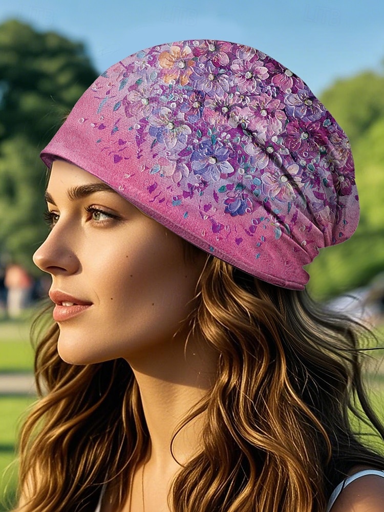 gorro leve e respirável para mulheres – boné folgado com estampa floral, chapéu elástico macio, pode ser usado como polaina de pescoço para uso casual, ao ar livre e quimio de 2025 por $11.99 –P1