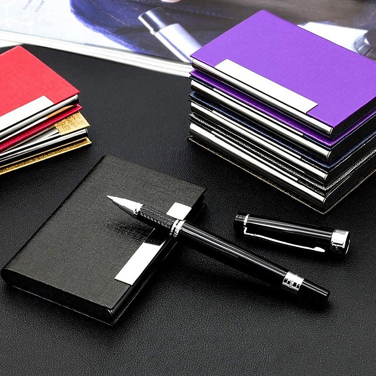 Business Card Holder/ Case Professional PU Leather & Stainless Steel Multi Wallet Credit Card ID Case/Holder 2025 - $9.99 –P2