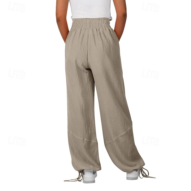 Mulheres Shorts de algodão e linho Calças inspiradas em linho Calças de linho de algodão Moda Roupa de rua Comprimento total Natural Tecido Bolsos Design de cordão elástico Exterior Confortável Rua de 2025 por $23.99 –P10