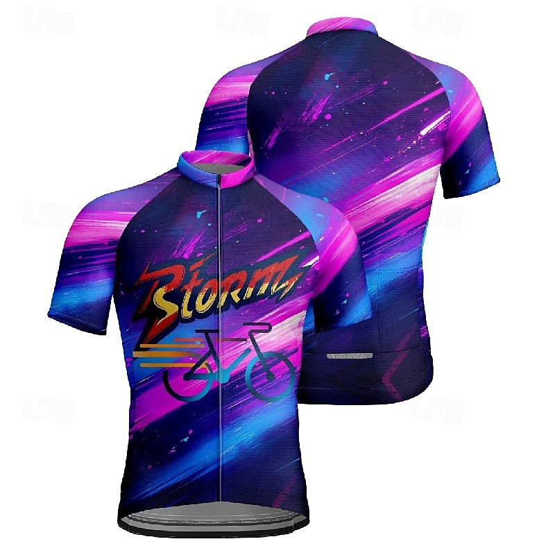 Homme Maillot de cyclisme Manche Courte Cyclisme T-shirt Maillot avec 3 poches arrière VTT Vélo tout terrain Respirant Séchage Rapide Design Anatomique Évacuation de l'Humidité Pourpre foncé Bleu de 2025 ? $25.99 –P9