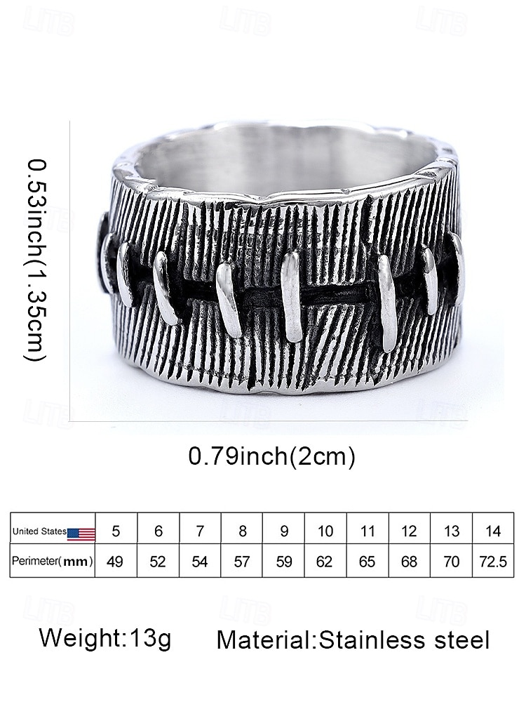 2025年 メンズ ゴス パンク 縫製リング - バイカー、ロック、ハロウィン ファッションのヴィンテージ シルバー リング  コレクション – $18.99 –P6