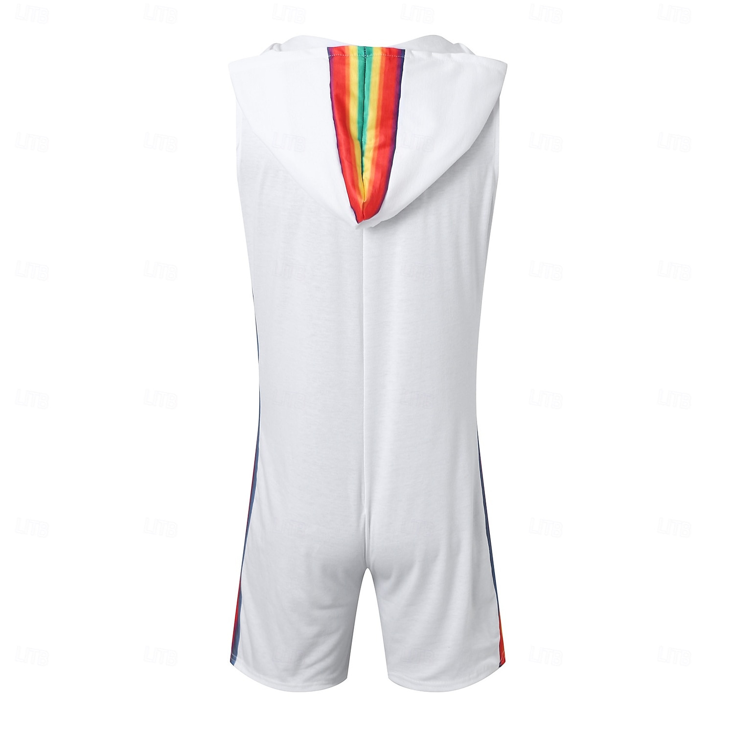 Men's Bodysuit T-shirt Suits Tank Top and Shorts Sleeveless Crew Neck Summer Color Block Sexy One-piece Hooded Vacation Daily Wear Activewear Black White Top Tee for Men 2026 - $25.99 –P3