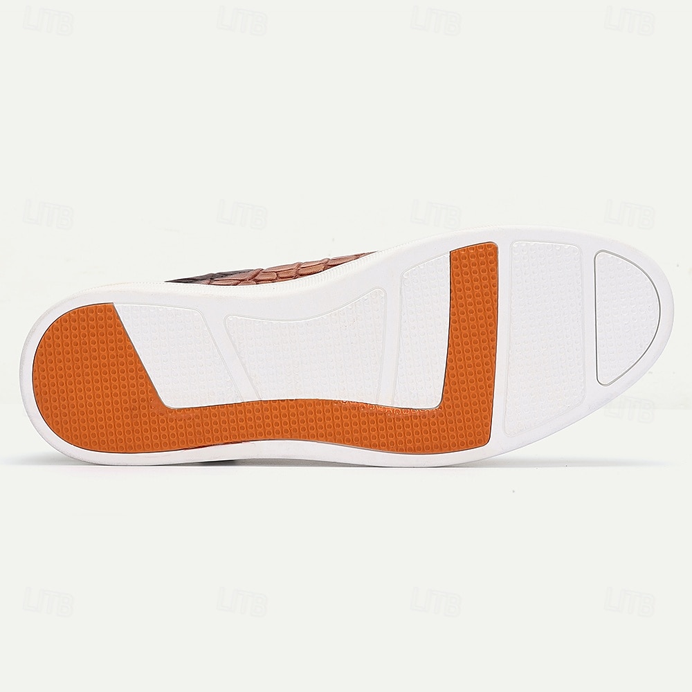 scarpe da ginnastica da uomo in vera pelle marrone – eleganti scarpe casual con lacci e stampa coccodrillo per l'uso quotidiano del 2026 a $99.99 –P2