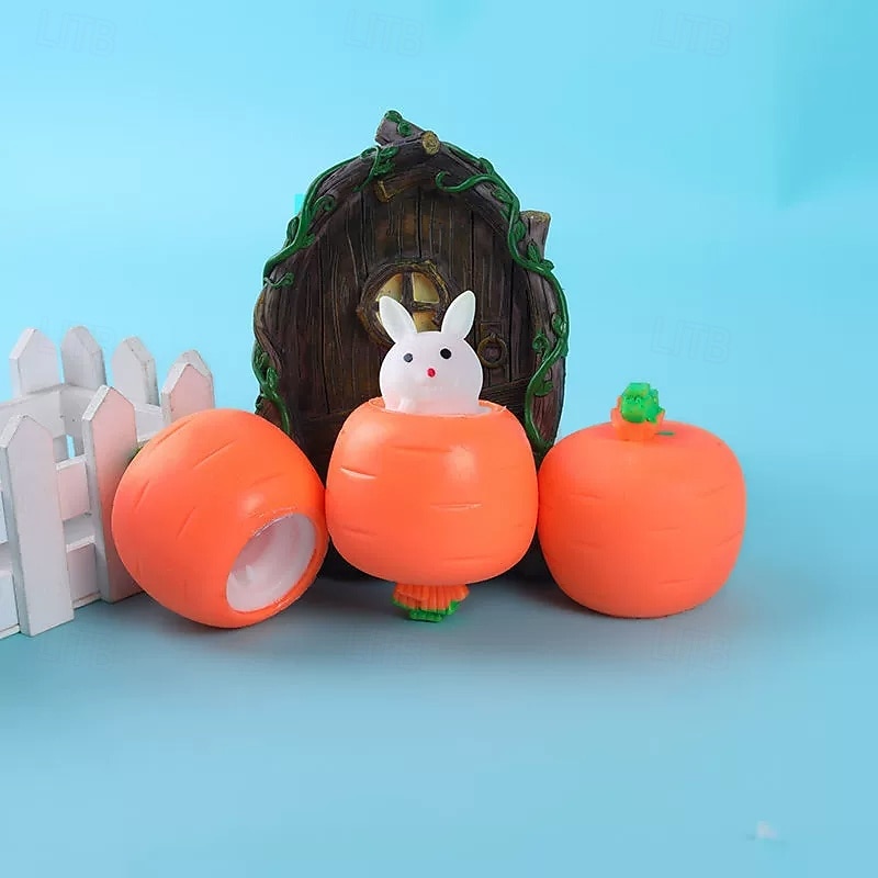פסחא מצויר ראש גזר ארנבת צעצוע, מתנה כיפית לצעירים ומבוגרים, מתנה למסיבה חינוכית לחג הפסחא, ליל כל הקדושים, חג ההודיה - מגוון צבעים, צעצועי ארנב 2025 - $9.99 –P1