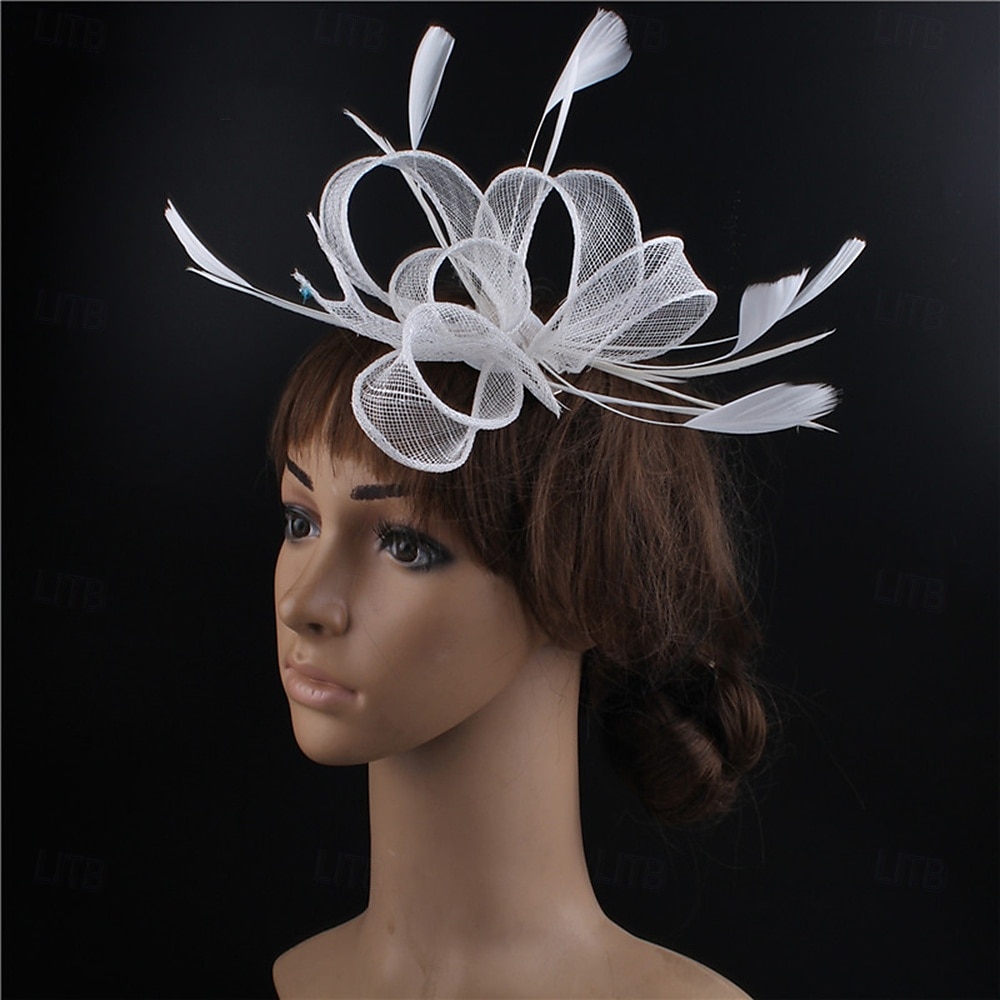 Kopfstück Federn Sinamay Hochzeit Abendgesellschaft Elegant Hochzeit Mit Feder Kopfschmuck Kopfbedeckung 2025 - $20.99 –P5