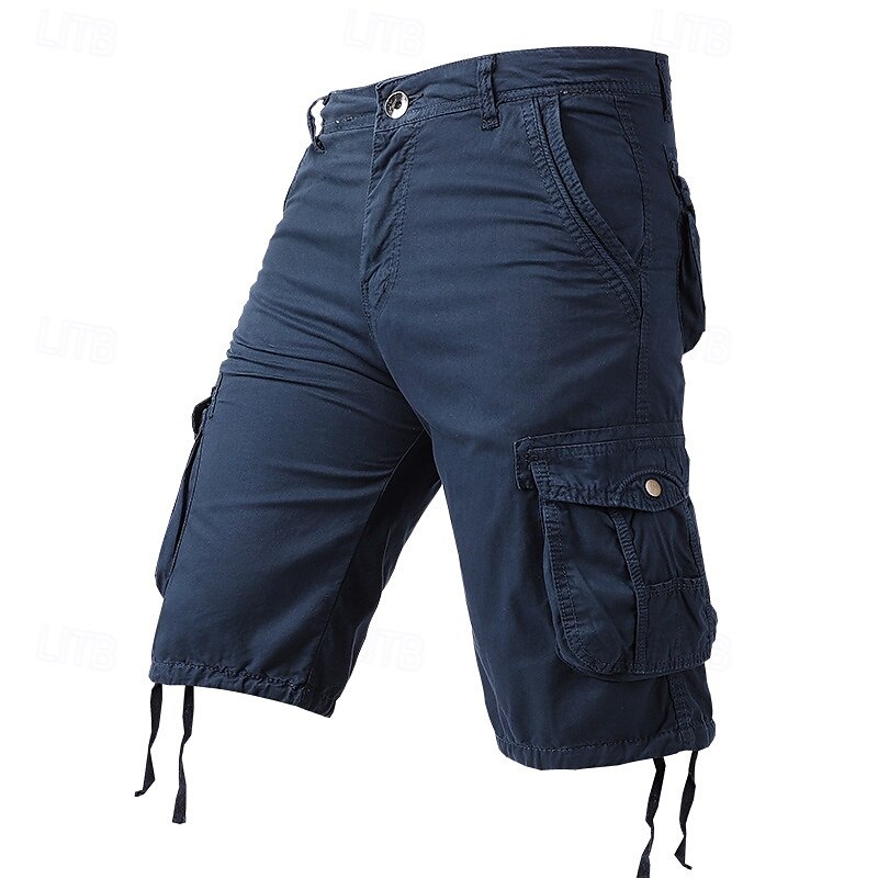 Herr Cargo-shorts Shorts Sommarshorts Flera fickor Slät Komfort Bärbar Knelängd Utomhus Sport Dagligen Mode Ledigt Svart Blå 2025 - $26.99 –P7