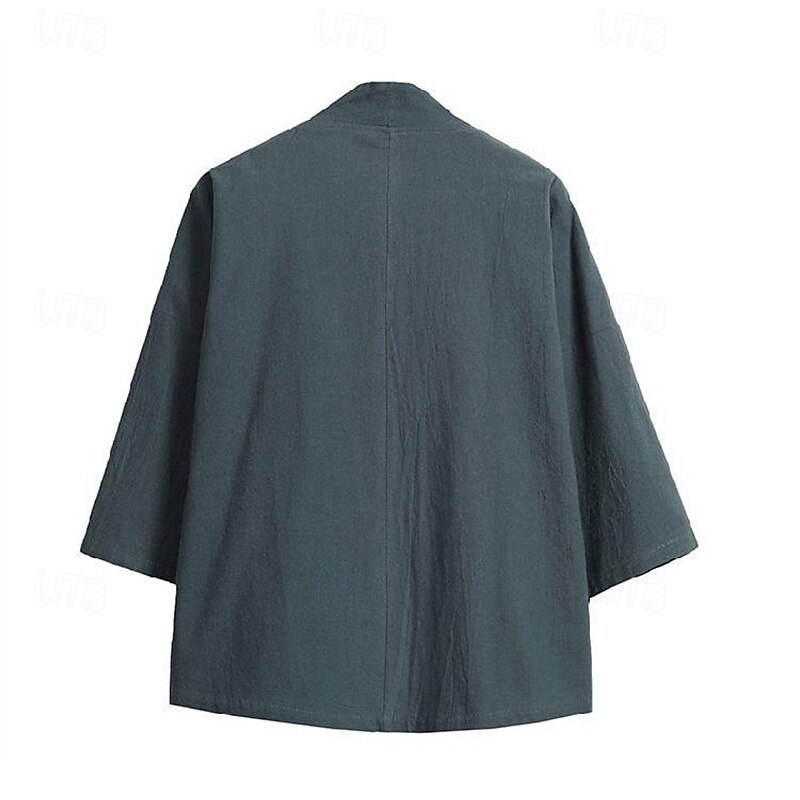 Men's Shirt Linen Shirt Casual Shirt Cotton Shirt Bird Vacation Holiday Black Wine Navy Blue Gray Long Sleeve V Neck Summer Clothing Apparel Embroidered 2025 - $25.99 –P6