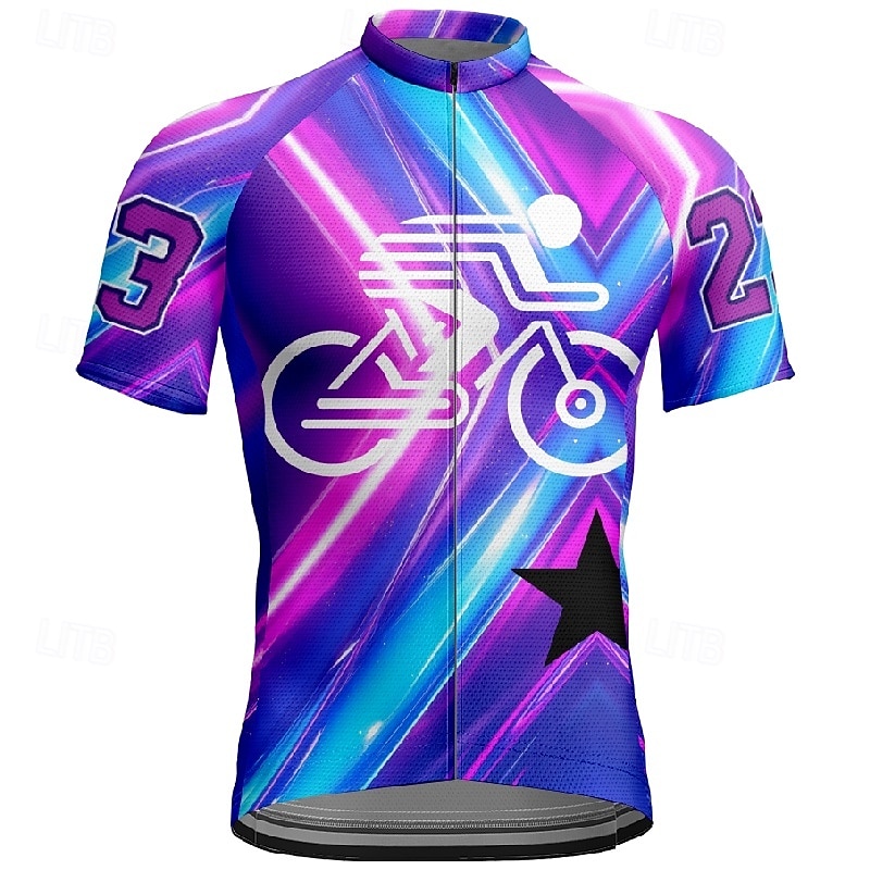 Homme Maillot de cyclisme Manche Courte Cyclisme T-shirt Maillot avec 3 poches arrière VTT Vélo tout terrain Respirant Séchage Rapide Design Anatomique Évacuation de l'Humidité Pourpre foncé Bleu de 2025 ? $20.79 –P1