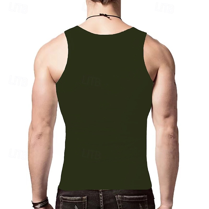 Homens Malha Íntima Top de colete Camiseta Interior camisa sem manga Sem Manga Gola Redonda Verão Tecido Moda Designer Básico Clássico Férias Rua Para Noite Preto Branco Vinho Top Tee para Homens de 2025 por $11.99 –P13