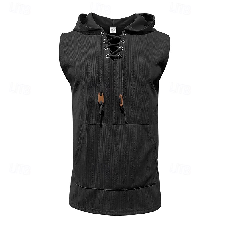 Herren Tank Top Weste Unterhemd Ärmelloses Shirt Ärmellos Mit Kapuze Sommer Einfach Mode Designer Urlaub Straße Ausgehen Schwarz Weiß Khaki Top T-Shirt für Herren 2025 - $18.99 –P11