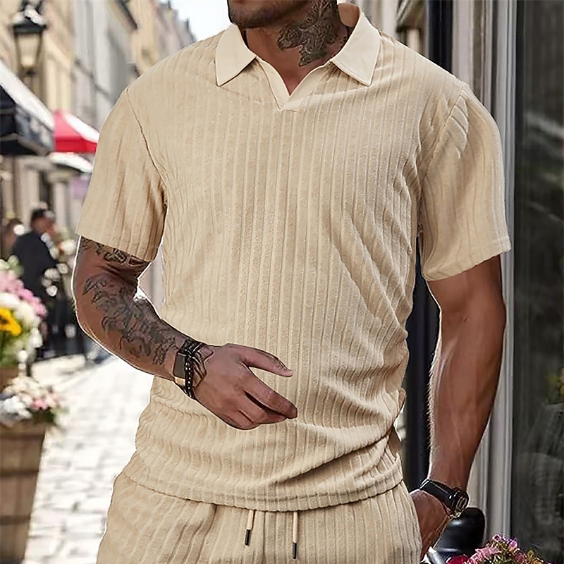Herren Golfshirt Golf Poloshirts Lässig Arbeit Revers Kurzarm Basic Modern Einfach Jacquard Sommer Frühling Normale Passform Weiß Wein Marineblau Khaki Golfshirt 2026 - $20.99 –P4