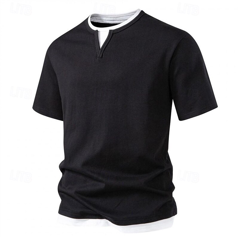 Men's T Shirt Tee Short Sleeve Shirt Tee Top Short Sleeve Crew Neck Summer Plain Fashion Designer Basic Patchwork Vacation Street Going out Black Light Green Dark Grey Top Tee for Men 2025 - $32.99 –P6
